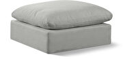 Gray linen fabric comfy modular ottoman additional photo 4 of 4