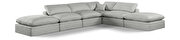 6pcs 157-inch gray linen fabric comfy modular sectional sofa additional photo 3 of 9