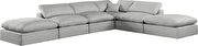 6pcs 157-inch gray linen fabric comfy modular sectional sofa additional photo 5 of 9