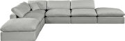 6pcs 157-inch gray linen fabric comfy modular sectional sofa by Meridian additional picture 9