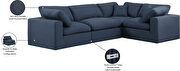 4pcs 119-inch navy linen fabric comfy modular sectional sofa by Meridian additional picture 6