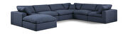 7pcs 158-inch navy linen fabric comfy modular sectional sofa additional photo 2 of 9