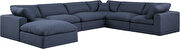 7pcs 158-inch navy linen fabric comfy modular sectional sofa additional photo 3 of 9