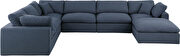 7pcs 158-inch navy linen fabric comfy modular sectional sofa additional photo 5 of 9