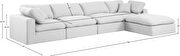 5pcs 158-inch white linen fabric comfy modular sectional sofa by Meridian additional picture 12