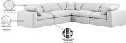 5pcs 119-inch white linen fabric comfy modular sectional sofa by Meridian additional picture 12