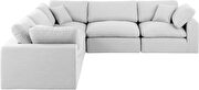 5pcs 119-inch white linen fabric comfy modular sectional sofa by Meridian additional picture 6
