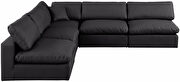 5pcs 118-inch black vegan leather comfy modular sectional sofa by Meridian additional picture 8