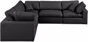 5pcs 119-inch black vegan leather comfy modular sectional sofa by Meridian additional picture 8