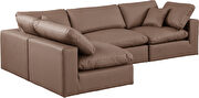 4pcs 119-inch brown vegan leather comfy modular sectional sofa by Meridian additional picture 8