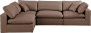 4pcs 119-inch brown vegan leather comfy modular sectional sofa by Meridian additional picture 10