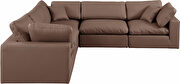 5pcs 119-inch brown vegan leather comfy modular sectional sofa by Meridian additional picture 8
