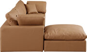 4pcs cognac vegan leather comfy modular sectional sofa by Meridian additional picture 8