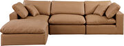 4pcs cognac vegan leather comfy modular sectional sofa by Meridian additional picture 9