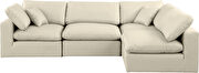 4pcs 119-inch cream vegan leather comfy modular sectional sofa by Meridian additional picture 6