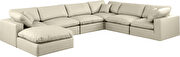 7pcs cream vegan leather comfy modular sectional sofa by Meridian additional picture 7