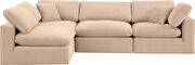Modern 119-inch 4pcs beige velvet fabric modular sectional by Meridian additional picture 10