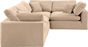 Modern 4pcs 119-inch beige velvet fabric modular sectional by Meridian additional picture 8