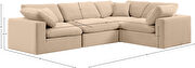 Modern 4pcs 119-inch beige velvet fabric modular sectional by Meridian additional picture 9