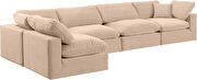 Modern 158-inch 5pcs beige velvet fabric modular sectional by Meridian additional picture 11