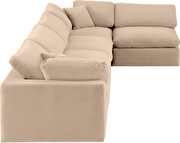 Modern 158-inch 5pcs beige velvet fabric modular sectional by Meridian additional picture 8