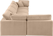 Modern 158-inch 5pcs beige velvet fabric modular sectional by Meridian additional picture 9