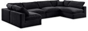 Modern 6pcs 158-inch black velvet fabric modular sectional by Meridian additional picture 9