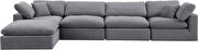Modern 5pcs gray velvet fabric modular sectional by Meridian additional picture 9