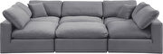 Modern 6pcs 119-inch gray velvet fabric modular sectional by Meridian additional picture 8