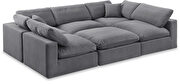 Modern 6pcs 119-inch gray velvet fabric modular sectional by Meridian additional picture 9