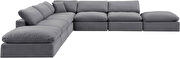 Modern 157-inch 7pcs gray velvet fabric modular sectional by Meridian additional picture 8
