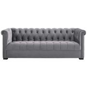 Classic tufted gray fabric sofa additional photo 4 of 4
