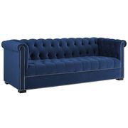 Classic tufted midnight blue fabric sofa additional photo 3 of 4