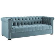 Classic tufted sea blue fabric sofa additional photo 4 of 4