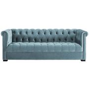 Classic tufted sea blue fabric sofa additional photo 5 of 4