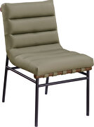 Olive vegan leather pair of dining chairs additional photo 2 of 8