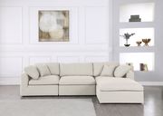 Modular design 4pcs sectional sofa in cream fabric by Meridian additional picture 5