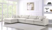 Modular design 5pcs sectional sofa in cream fabric by Meridian additional picture 10