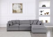 Modular design 4pcs sectional sofa in gray fabric by Meridian additional picture 5