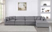 Modular design 5pcs sectional sofa in gray fabric by Meridian additional picture 5