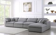 Modular design 5pcs sectional sofa in gray fabric by Meridian additional picture 8