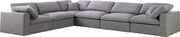 Modular design 6pcs sectional sofa in gray fabric by Meridian additional picture 8