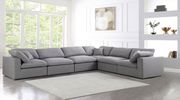 Modular design 6pcs sectional sofa in gray fabric by Meridian additional picture 9