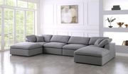 Modular design 6pcs sectional sofa in gray fabric by Meridian additional picture 4
