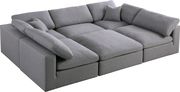 Modular design 6pcs sectional sofa in gray fabric by Meridian additional picture 5