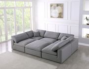 Modular design 6pcs sectional sofa in gray fabric by Meridian additional picture 6