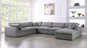 Modular design 7pcs sectional sofa in gray fabric by Meridian additional picture 9