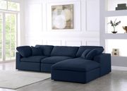 Modular design 4pcs sectional sofa in navy fabric by Meridian additional picture 11