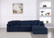 Modular design 4pcs sectional sofa in navy fabric by Meridian additional picture 5