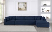 Modular design 5pcs sectional sofa in navy fabric by Meridian additional picture 5